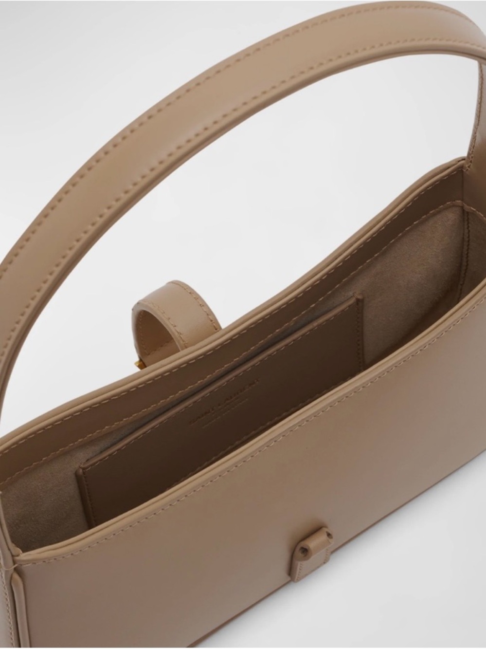 Saint Laurent Taupe Leather Shoulder Bag with Gold YSL Emblem - Picture 6 of 14